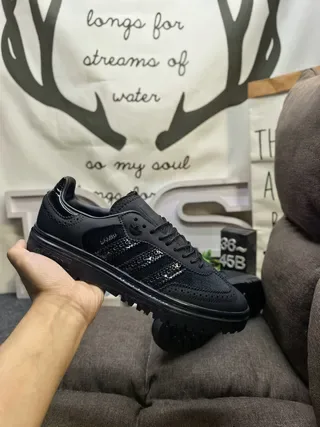 Adidas Samba OG All-Black Perforated Brogue Lifestyle Sneakers 5