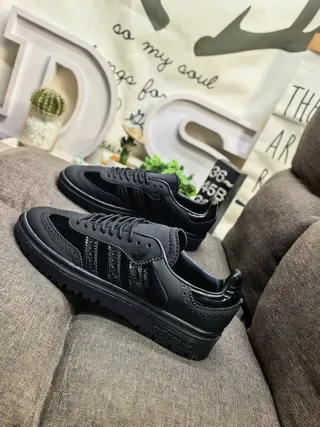 Adidas Samba OG All-Black Perforated Brogue Lifestyle Sneakers 7