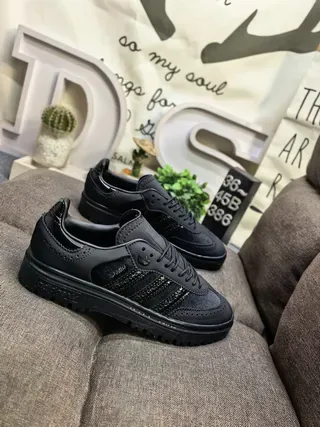 Adidas Samba OG All-Black Perforated Brogue Lifestyle Sneakers 9