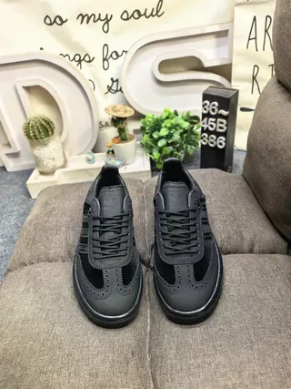 Adidas Samba OG All-Black Perforated Brogue Lifestyle Sneakers 10