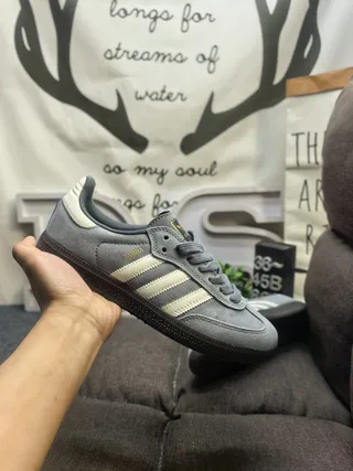 Adidas Samba OG Gray and Cream Lifestyle Sneakers 5