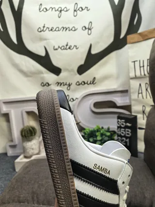 Adidas Samba White and Black Backless Loafers 3