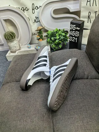 Adidas Samba White and Black Backless Loafers 6