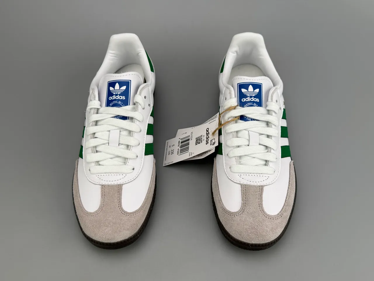 Adidas Samba White Green Suede Toe Lifestyle Sneakers 2