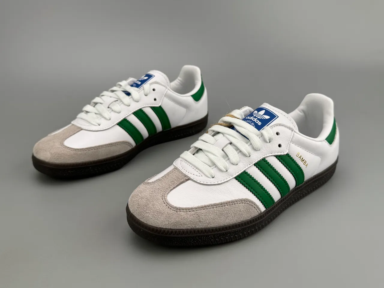 Adidas Samba White Green Suede Toe Lifestyle Sneakers 4
