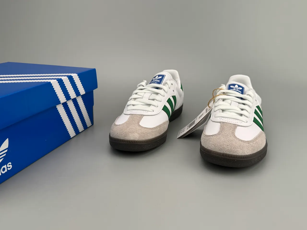 Adidas Samba White Green Suede Toe Lifestyle Sneakers 10
