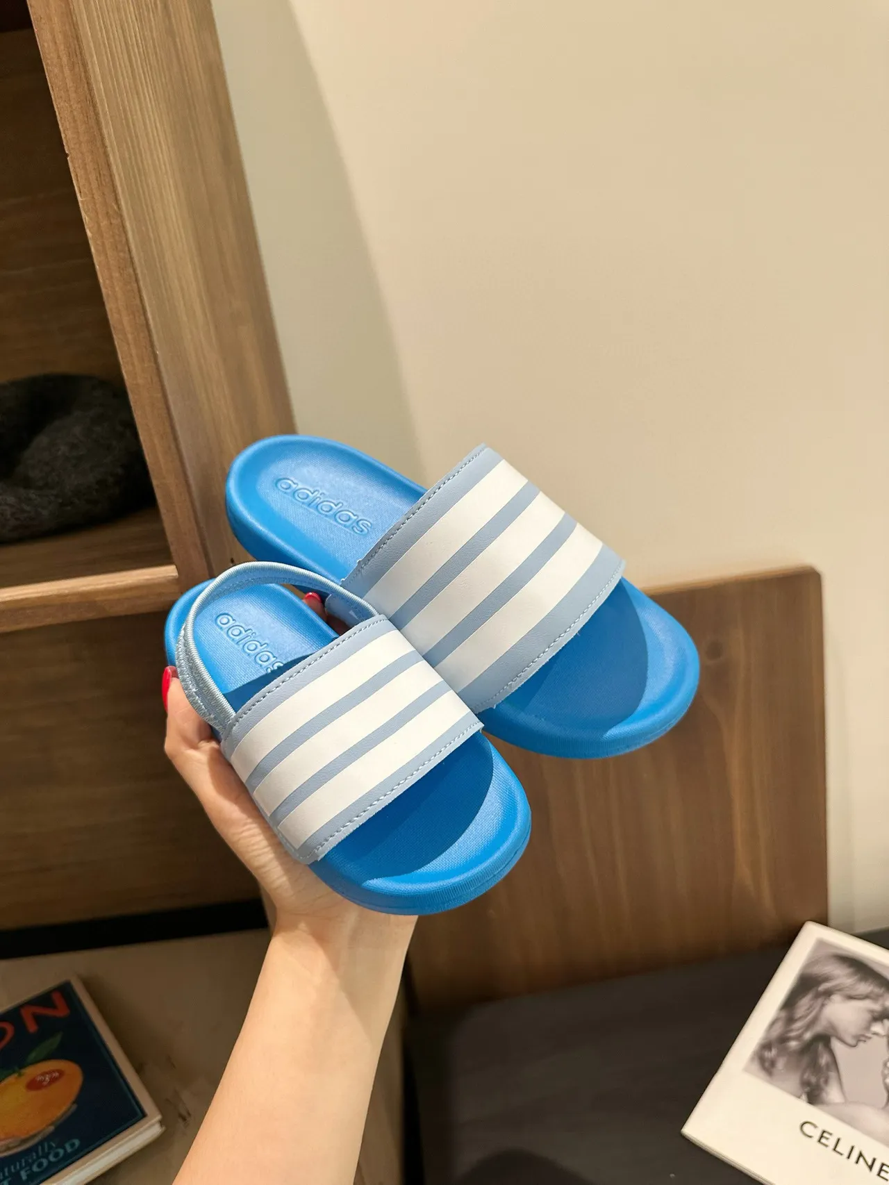 Adidas Slide Three-Stripe Strap Slippers 13