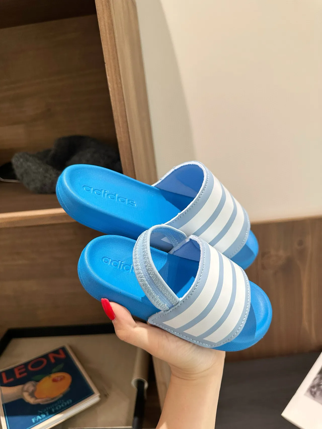 Adidas Slide Three-Stripe Strap Slippers 14