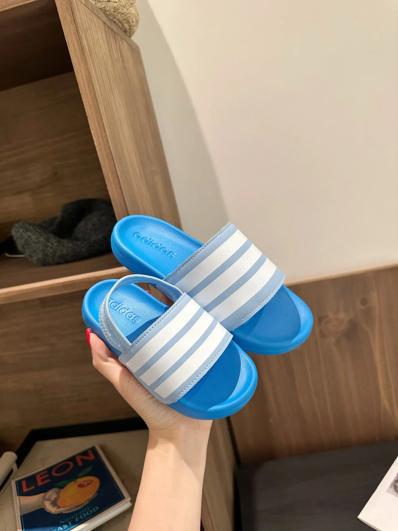 Adidas Slide Three-Stripe Strap Slippers 16
