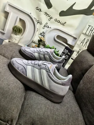 Adidas Spezial Gray Beige Suede Upper Three-Stripe Side Panel Lifestyle Sneakers 7