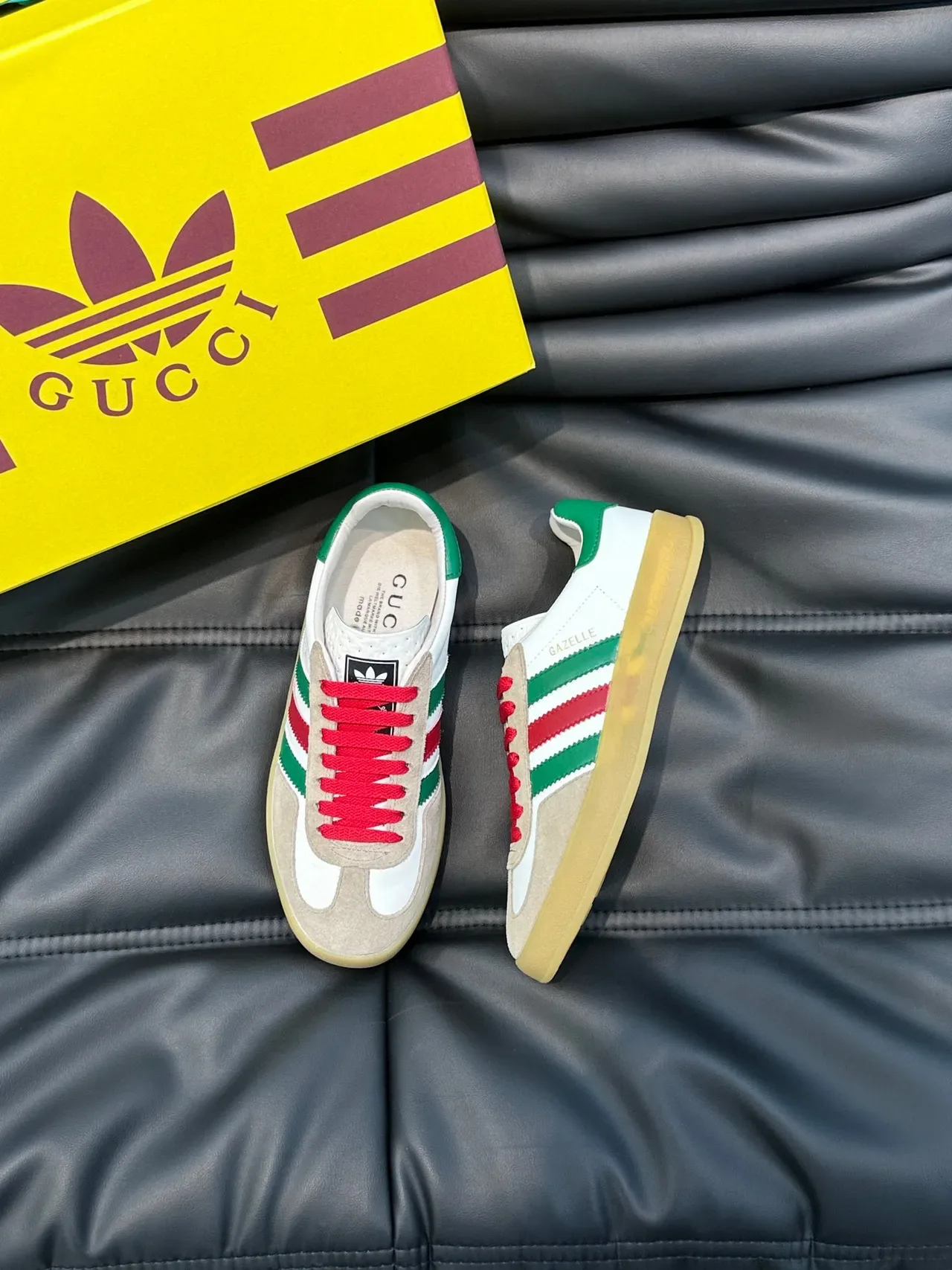 Adidas Spezial Gucci Collaboration White Beige Green Red Lifestyle Sneakers 5