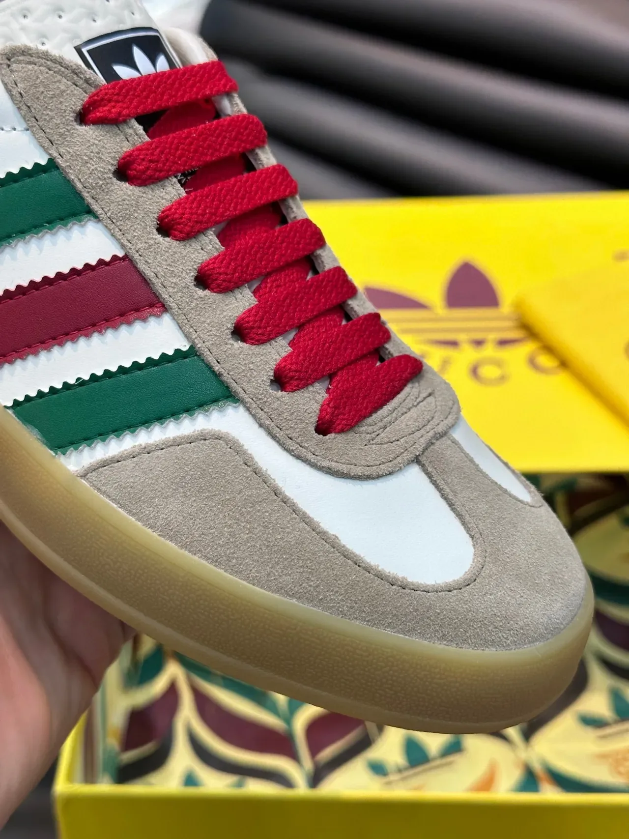 Adidas Spezial Gucci Collaboration White Beige Green Red Lifestyle Sneakers 6