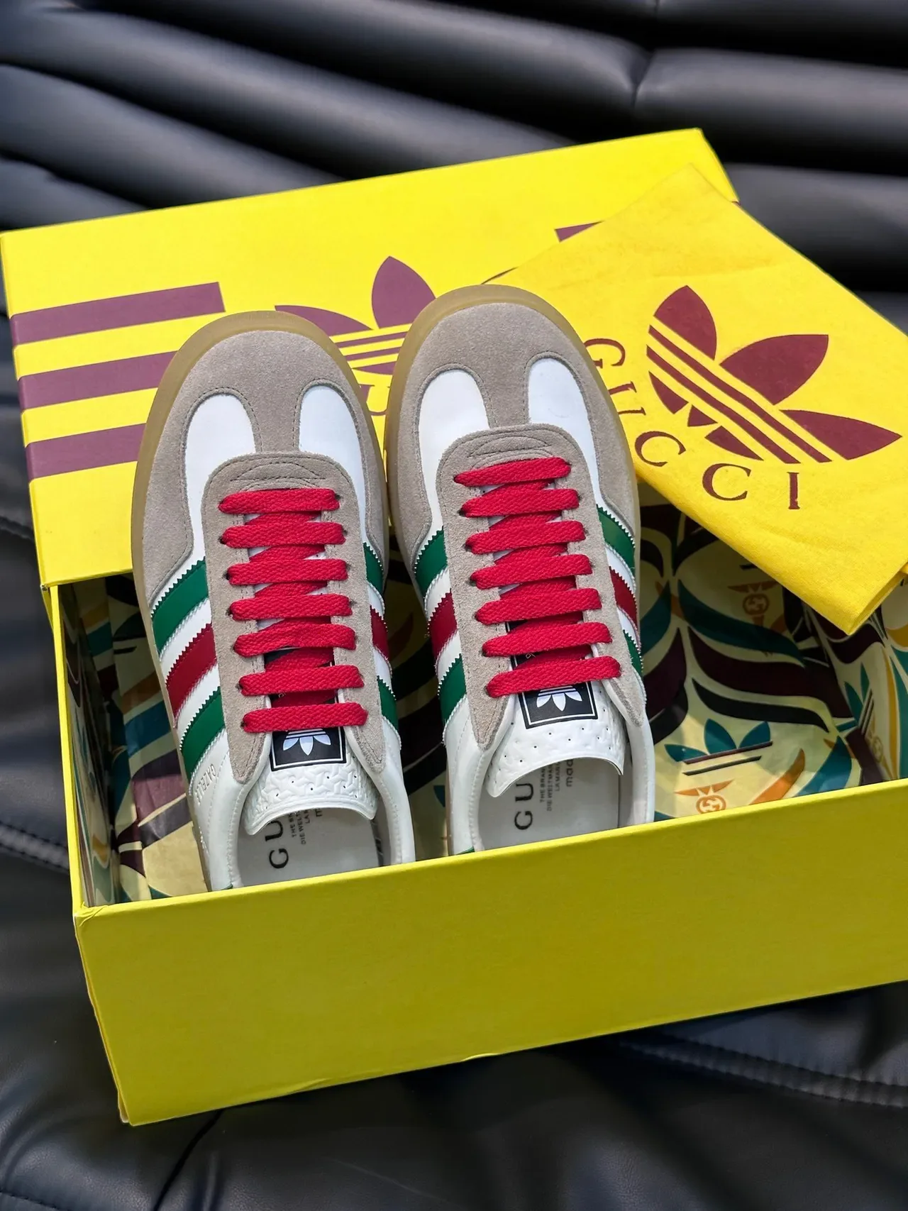 Adidas Spezial Gucci Collaboration White Beige Green Red Lifestyle Sneakers 8