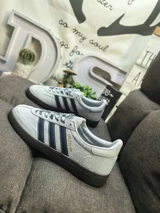 Adidas Spezial Light Gray and Blue Suede Lifestyle Sneakers 7