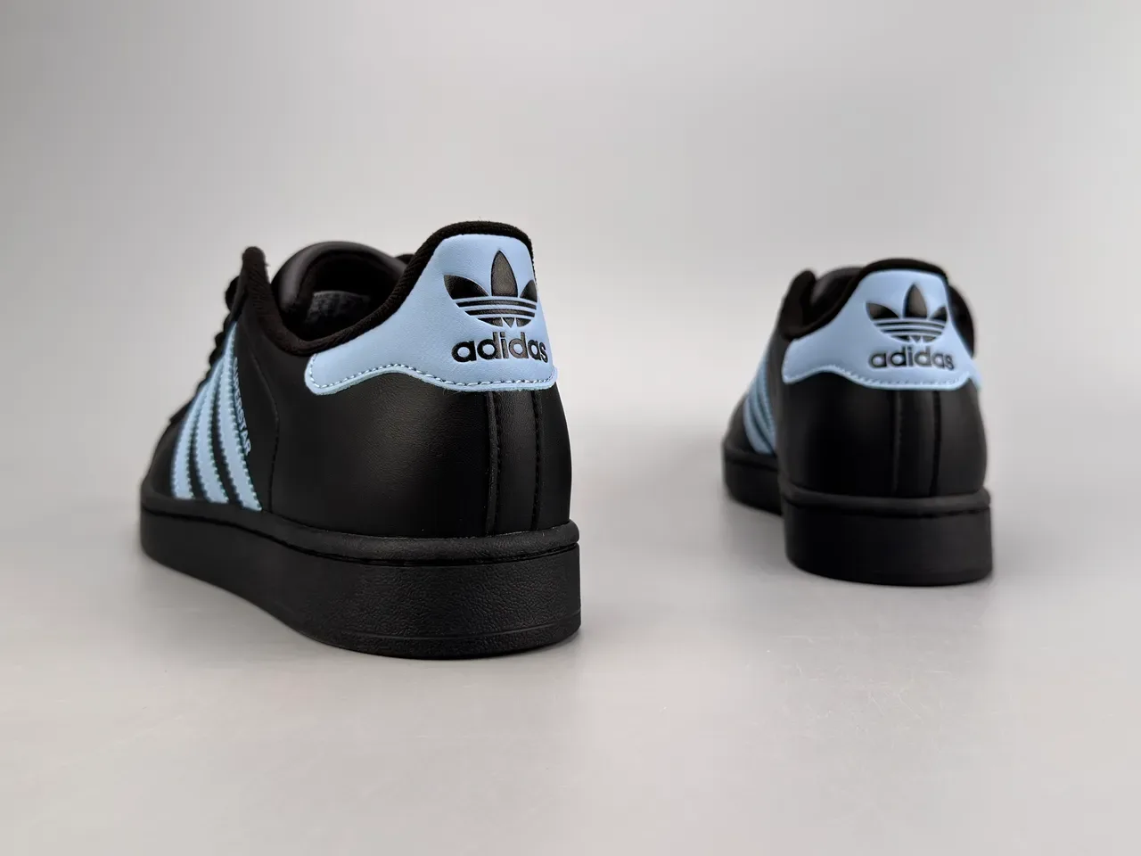 Adidas Superstar Black and Light Blue Lifestyle Sneakers 2