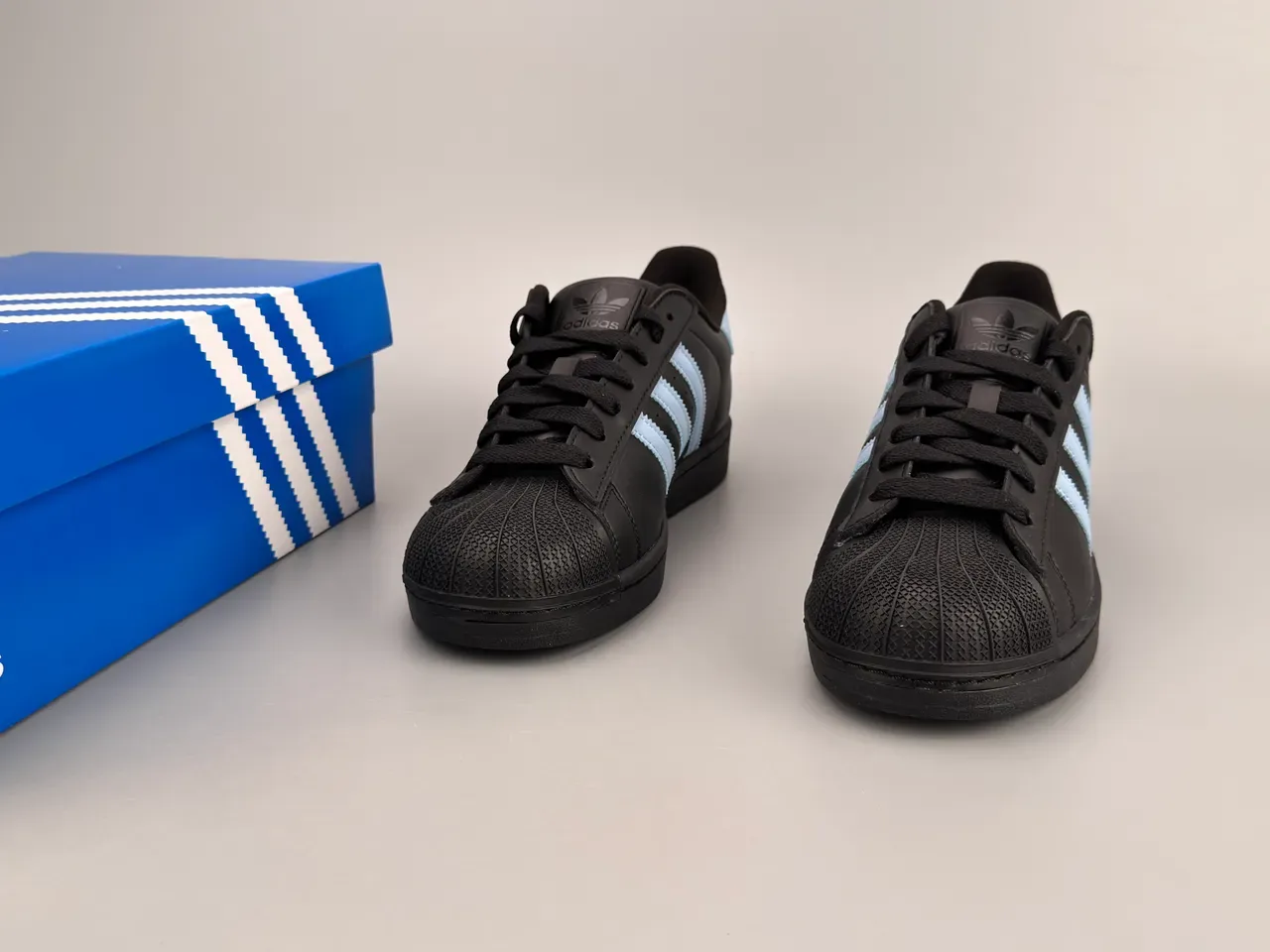 Adidas Superstar Black and Light Blue Lifestyle Sneakers 5