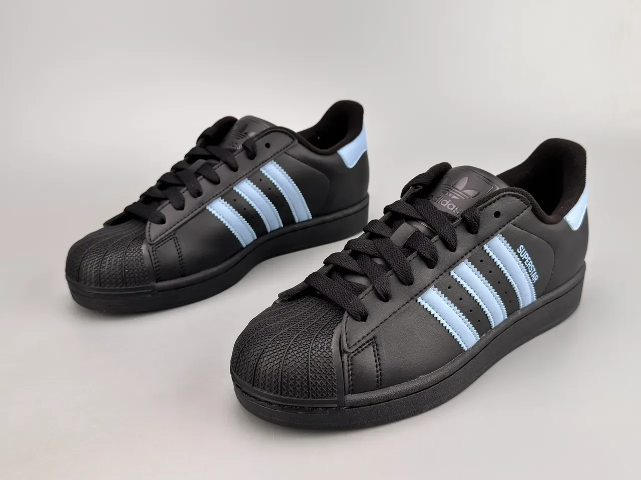 Adidas Superstar Black and Light Blue Lifestyle Sneakers 7