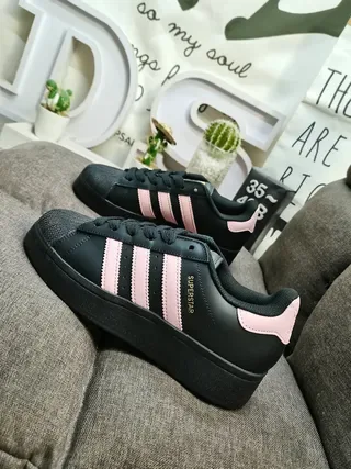 Adidas Superstar Black and Pink Lifestyle Sneakers 7