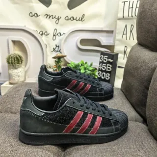Adidas Superstar Black and Red Lifestyle Sneakers