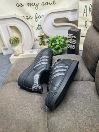 Adidas Superstar Black Snakeskin Stripes Lifestyle Sneakers 6