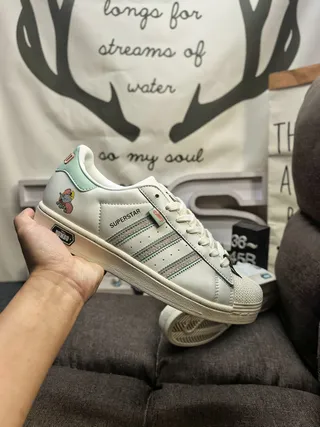Adidas Superstar Dumbo Collaboration White and Mint Green Lifestyle Sneakers 5