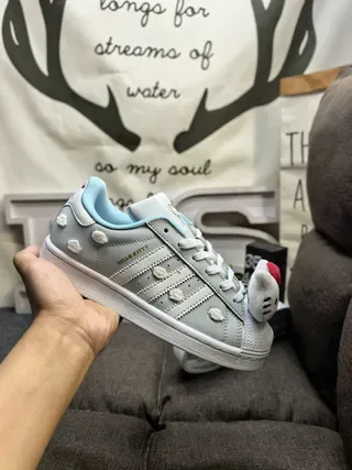 Adidas Superstar Hello Kitty Light Gray Sky Blue Lifestyle Sneakers 5