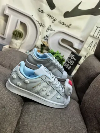 Adidas Superstar Hello Kitty Light Gray Sky Blue Lifestyle Sneakers 9