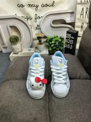 Adidas Superstar Hello Kitty Light Gray Sky Blue Lifestyle Sneakers 10