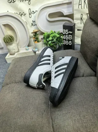 Adidas Superstar Light Gray and Black Lifestyle Sneakers 6