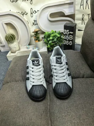 Adidas Superstar Light Gray and Black Lifestyle Sneakers 10