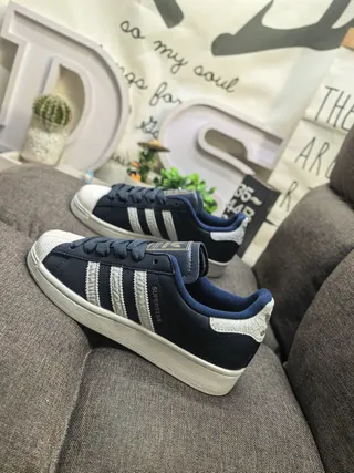 Adidas Superstar Navy and White Lifestyle Sneakers 7