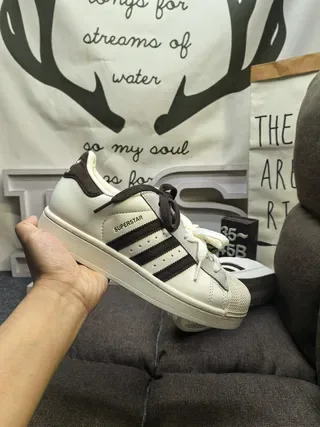 Adidas Superstar Off-White and Brown Lifestyle Sneakers 5