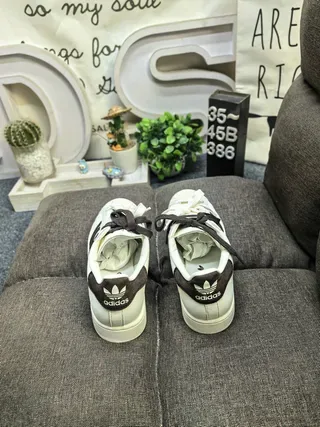 Adidas Superstar Off-White and Brown Lifestyle Sneakers 8