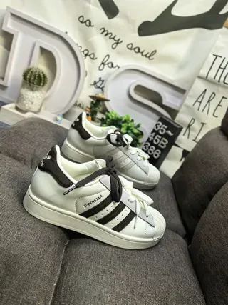 Adidas Superstar Off-White and Brown Lifestyle Sneakers 9
