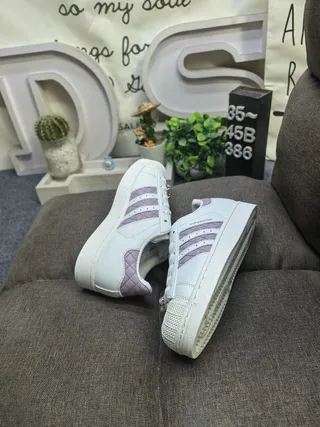 Adidas Superstar Off-White and Lavender Quilted Lifestyle Sneakers 6