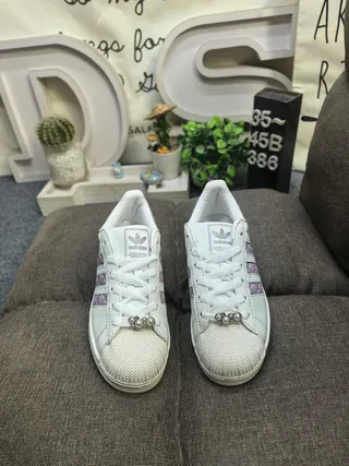 Adidas Superstar Off-White and Lavender Quilted Lifestyle Sneakers 10