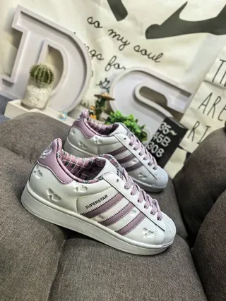 Adidas Superstar Off-White and Pink Lifestyle Sneakers 9