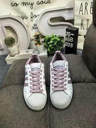 Adidas Superstar Off-White and Pink Lifestyle Sneakers 10