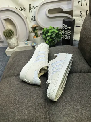 Adidas Superstar Off-White Quilted Stripe Lifestyle Sneakers 6