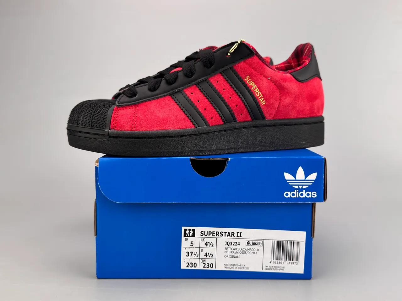 Adidas Superstar 红黑麂皮休闲运动鞋 2