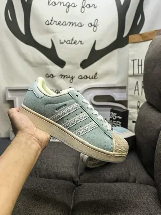 Adidas Superstar Sage Green Suede Shell-Toe Lifestyle Sneakers 5