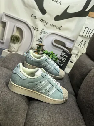 Adidas Superstar Sage Green Suede Shell-Toe Lifestyle Sneakers 9