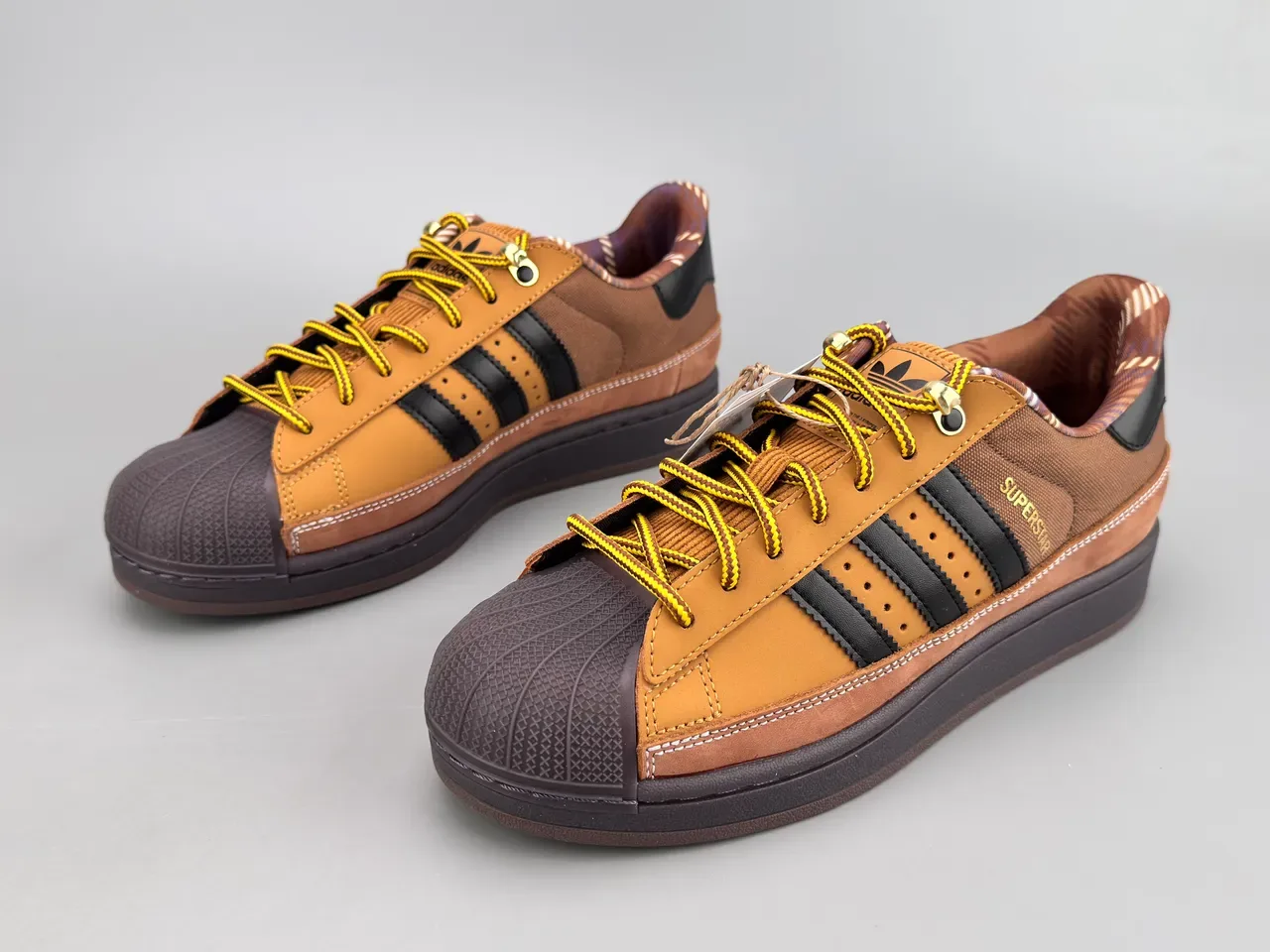Adidas Superstar Tan and Black Lifestyle Sneakers 5