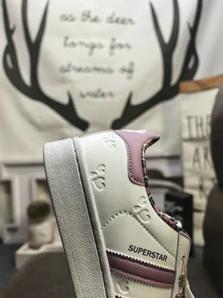Adidas Superstar White and Mauve Heart Embossed Lifestyle Sneakers 3