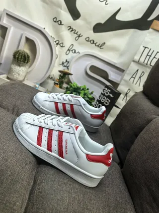 Adidas Superstar White and Red Lifestyle Sneakers 7