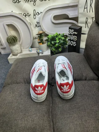 Adidas Superstar White and Red Lifestyle Sneakers 8