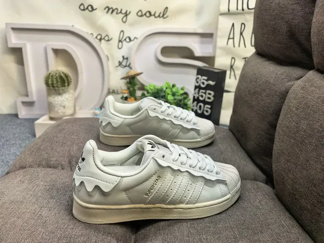 Adidas Superstar White Green Shell Toe Wavy Heel Overlay Lifestyle Sneakers 11