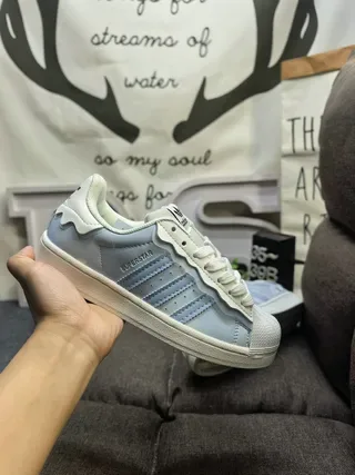 Adidas Superstar White Green Shell Toe Wavy Heel Overlay Lifestyle Sneakers 15