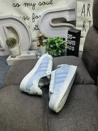 Adidas Superstar White Green Shell Toe Wavy Heel Overlay Lifestyle Sneakers 16