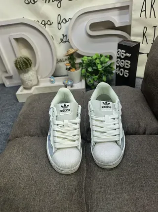 Adidas Superstar White Green Shell Toe Wavy Heel Overlay Lifestyle Sneakers 20
